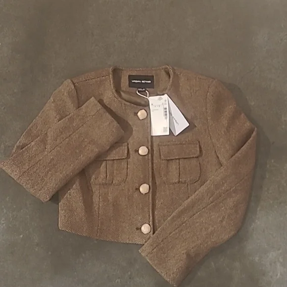 NWT URBAN REVIVO CROPPED TWEED JACKET - Picture 6 of 11